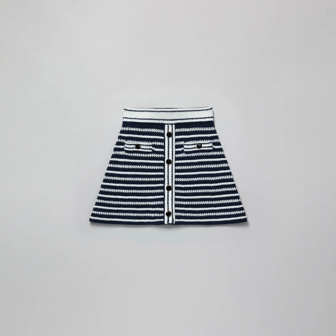Self-portrait KIDS Navy Contrast Rope Knit Skirt