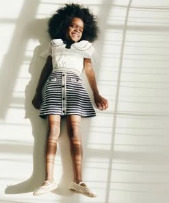 Self-portrait KIDS Navy Contrast Rope Knit Skirt