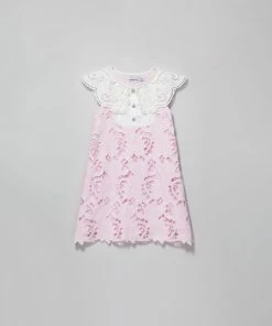 Self-portrait KIDS Pink Cotton Guipure Bib Dress