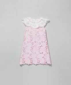 Self-portrait KIDS Pink Cotton Guipure Bib Dress