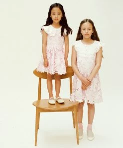 Self-portrait KIDS Pink Cotton Guipure Bib Dress