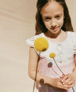 Self-portrait KIDS Pink Cotton Guipure Bib Dress