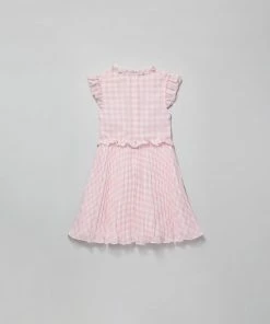 Self-portrait Pink Gingham Print Smocked Short Dress KIDS