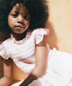 Self-portrait Pink Gingham Print Smocked Short Dress KIDS