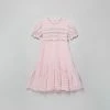Self-portrait Pink Gingham Print Smocked Long Dress