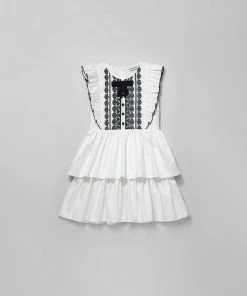 Self-portrait White Cotton Contrast Bib Dress