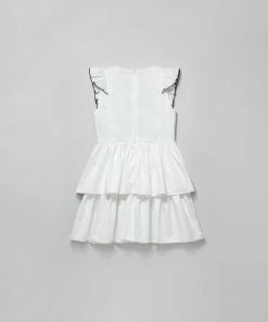 Self-portrait White Cotton Contrast Bib Dress