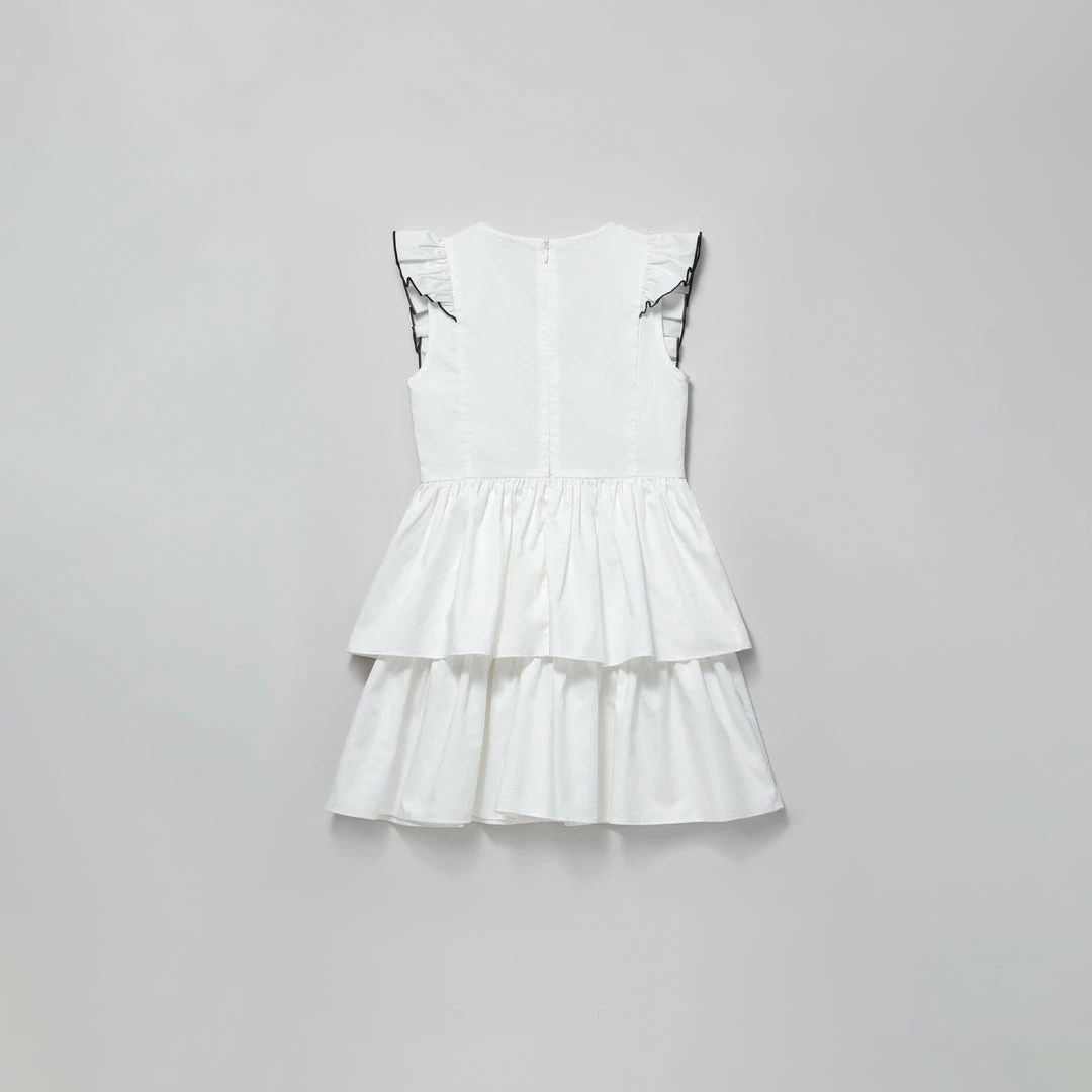 Self-portrait White Cotton Contrast Bib Dress