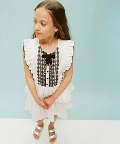 Self-portrait White Cotton Contrast Bib Dress