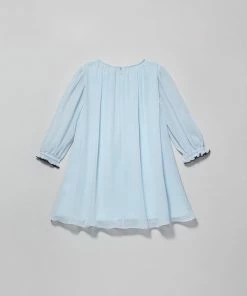 Self-portrait Blue Chiffon Contrast Bib Dress KIDS