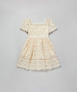 Self-portrait Ivory Guipure Bow Belt Dress