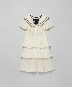 Self-portrait Ivory Scallop Collar Chiffon Dress KIDS