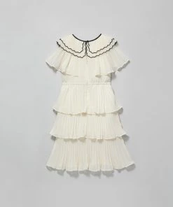 Self-portrait Ivory Scallop Collar Chiffon Dress KIDS