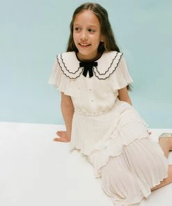 Self-portrait Ivory Scallop Collar Chiffon Dress KIDS