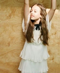 Self-portrait Ivory Scallop Collar Chiffon Dress KIDS