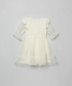 Self-portrait Ivory Organza Puff Sleeve Dress