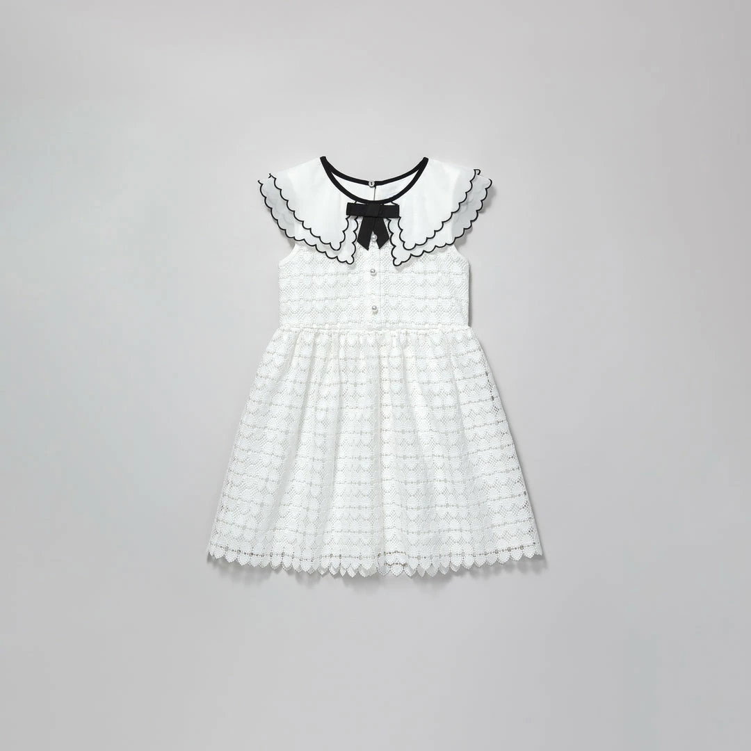 Self-portrait White Heart Lace Scallop Collar Dress