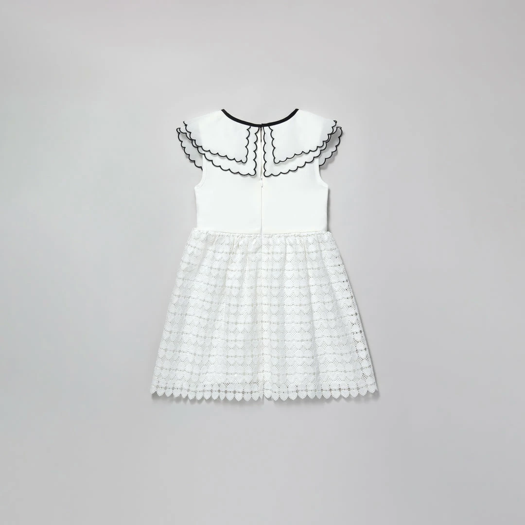 Self-portrait White Heart Lace Scallop Collar Dress