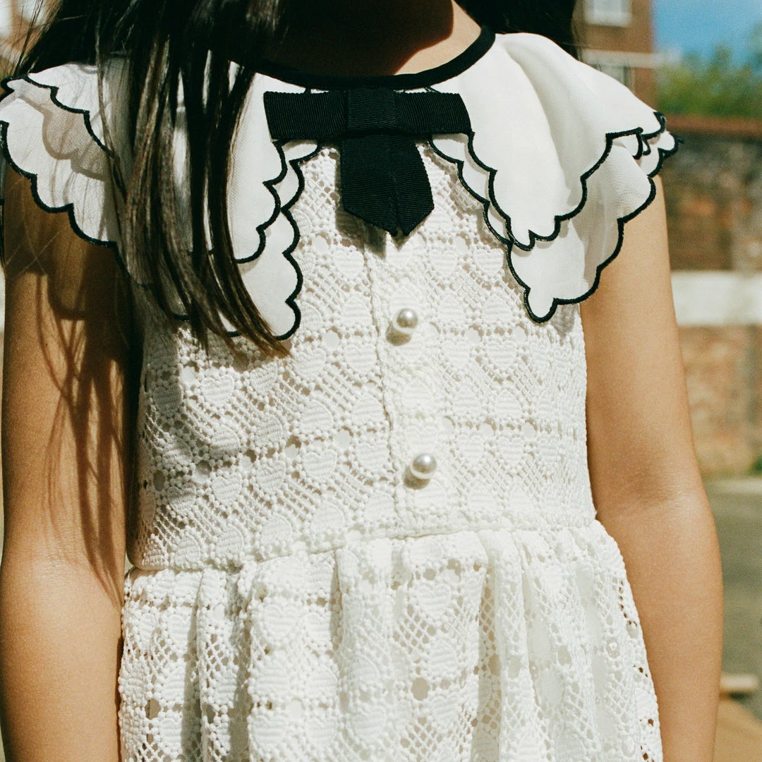 Self-portrait White Heart Lace Scallop Collar Dress
