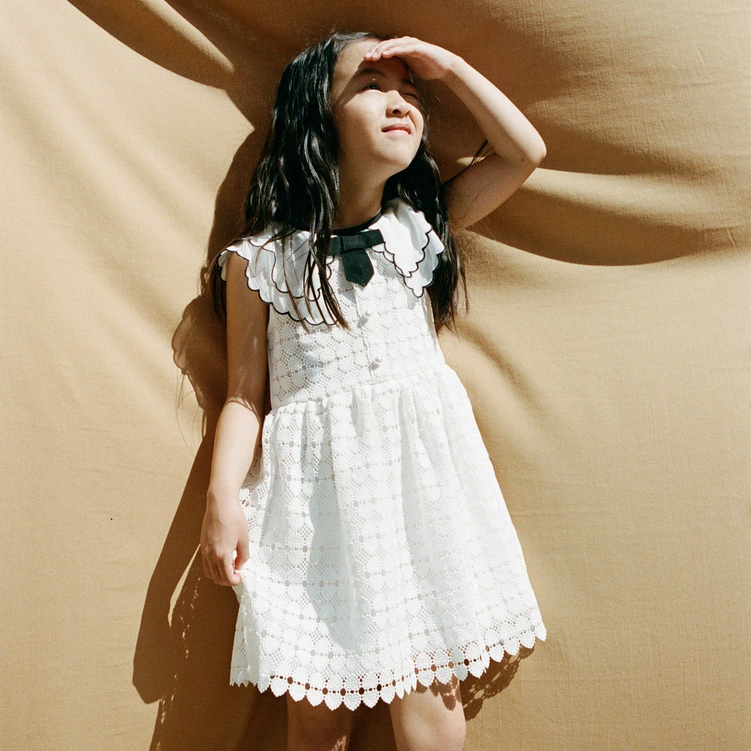Self-portrait White Heart Lace Scallop Collar Dress