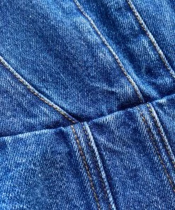 Self-portrait NEW ARRIVALS Light Blue Fitted Denim Top