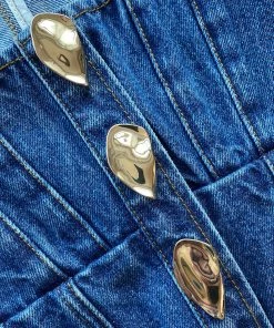 Self-portrait NEW ARRIVALS Light Blue Fitted Denim Top