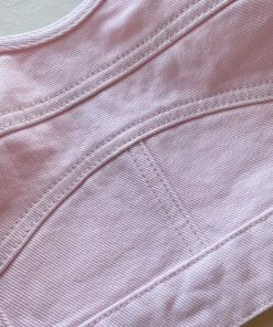 Self-portrait NEW ARRIVALS Light Pink Denim Cropped Top