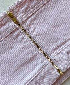 Self-portrait NEW ARRIVALS Light Pink Denim Cropped Top