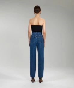 Self-portrait Light Blue Denim Straight Leg Jeans 30