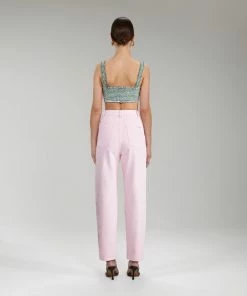 Self-portrait NEW ARRIVALS Light Pink Denim Straight Leg Jeans 28