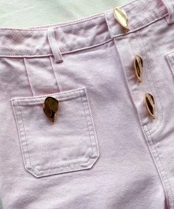 Self-portrait NEW ARRIVALS Light Pink Denim Straight Leg Jeans 28