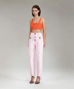 Self-portrait Light Pink Denim Straight Leg Jeans 30"