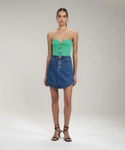 Self-portrait READY TO WEAR Light Blue Denim Mini Skirt