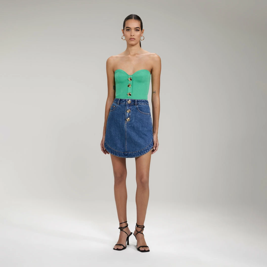 Self-portrait READY TO WEAR Light Blue Denim Mini Skirt