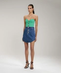 Self-portrait READY TO WEAR Light Blue Denim Mini Skirt