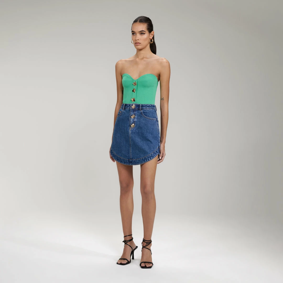 Self-portrait READY TO WEAR Light Blue Denim Mini Skirt