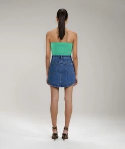 Self-portrait READY TO WEAR Light Blue Denim Mini Skirt