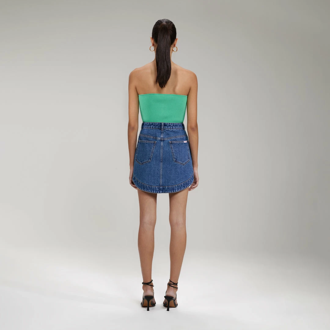 Self-portrait READY TO WEAR Light Blue Denim Mini Skirt