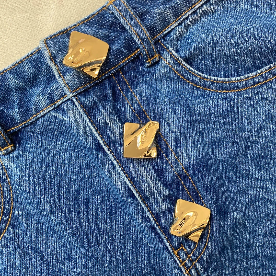 Self-portrait READY TO WEAR Light Blue Denim Mini Skirt