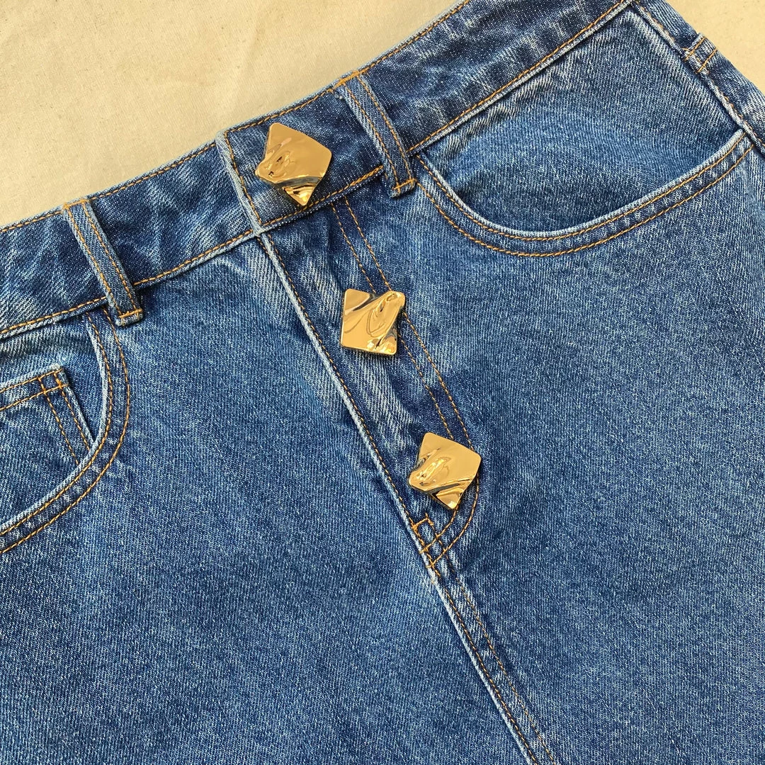 Self-portrait READY TO WEAR Light Blue Denim Mini Skirt