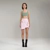 Self-portrait Light Pink Denim Wrap Mini Skirt