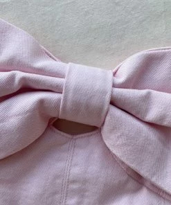 Self-portrait Light Pink Denim Bow Mini Dress NEW ARRIVALS