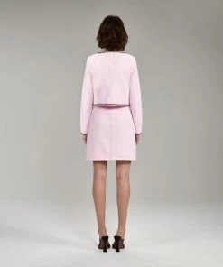 Self-portrait NEW ARRIVALS Light Pink Denim Cropped Jacket