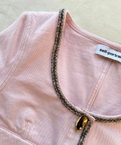 Self-portrait NEW ARRIVALS Light Pink Denim Cropped Jacket