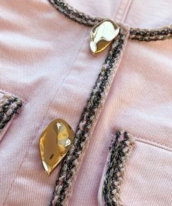 Self-portrait NEW ARRIVALS Light Pink Denim Cropped Jacket