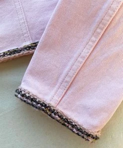 Self-portrait NEW ARRIVALS Light Pink Denim Cropped Jacket