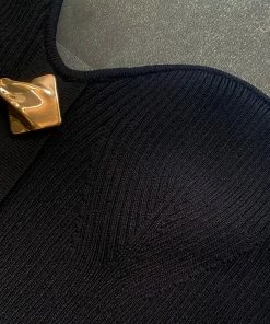 Self-portrait Black Strapless Ribbed Knit Midi Dress NEW ARRIVALS