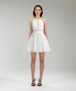 Self-portrait White Cotton Broderie Anglaise Mini Dress NEW ARRIVALS