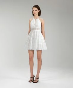 Self-portrait White Cotton Broderie Anglaise Mini Dress NEW ARRIVALS