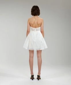 Self-portrait White Cotton Broderie Anglaise Mini Dress NEW ARRIVALS